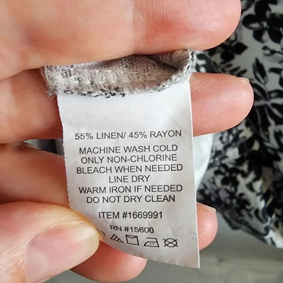 BRIGGS Linen Floral Tropical Knee Length Sleeveless Dress Pockets SZ Large - Picture 7 of 9